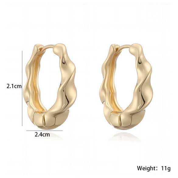 Wholesale Women's Geometric Metal Style Copper Electroplated Gold Earrings