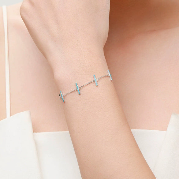 Wholesale Women's Geometric Micro Inlay 925 Silver Bracelet In Ins Style