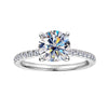 Wholesale Women's Geometric Microembedded Fourclaw Moissanite Silver Ring With Electroplating