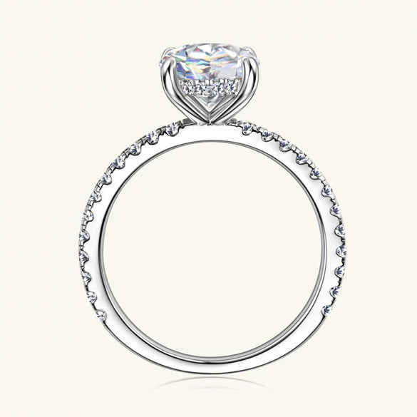 Wholesale Women's Geometric Microembedded Fourclaw Moissanite Silver Ring With Electroplating