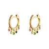 Wholesale Women's Geometric Microinlaid Colorful Zircon Hoop Earrings Copper Plated With Real Gold