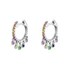 Wholesale Women's Geometric Microinlaid Colorful Zircon Hoop Earrings Copper Plated With Real Gold