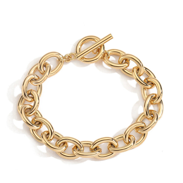 Wholesale Women's Geometric Micropaved Stainless Steel 18K Gold Plated Bracelet