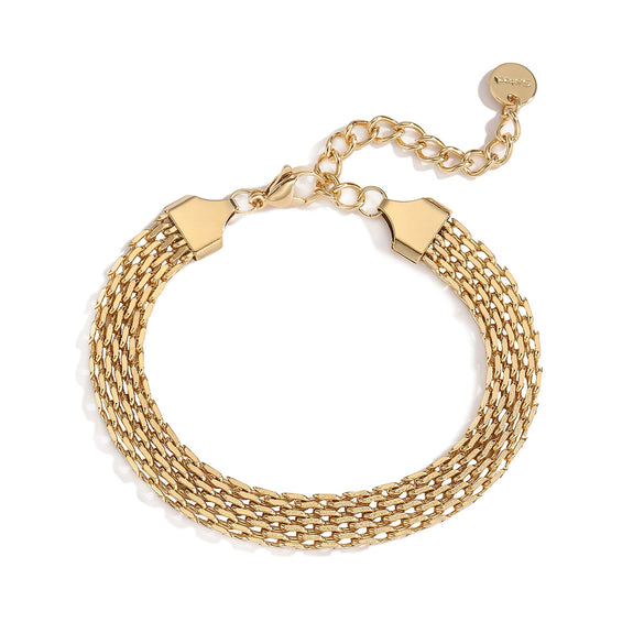 Wholesale Women's Geometric Micropaved Stainless Steel 18K Gold Plated Bracelet