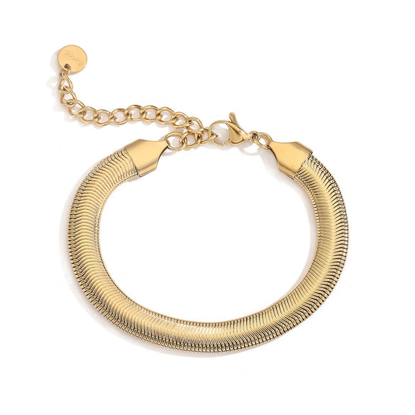 Wholesale Women's Geometric Micropaved Stainless Steel 18K Gold Plated Bracelet