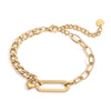 Wholesale Women's Geometric Micropaved Stainless Steel 18K Gold Plated Bracelet