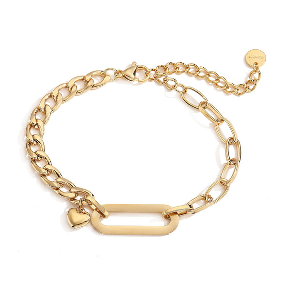 Wholesale Women's Geometric Micropaved Stainless Steel 18K Gold Plated Bracelet