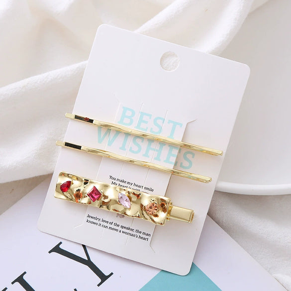 Wholesale Women's Geometric Mixed Color Crystal Diamond Alloy Handmade Duckbill Clip Hairpin Hair Accessories