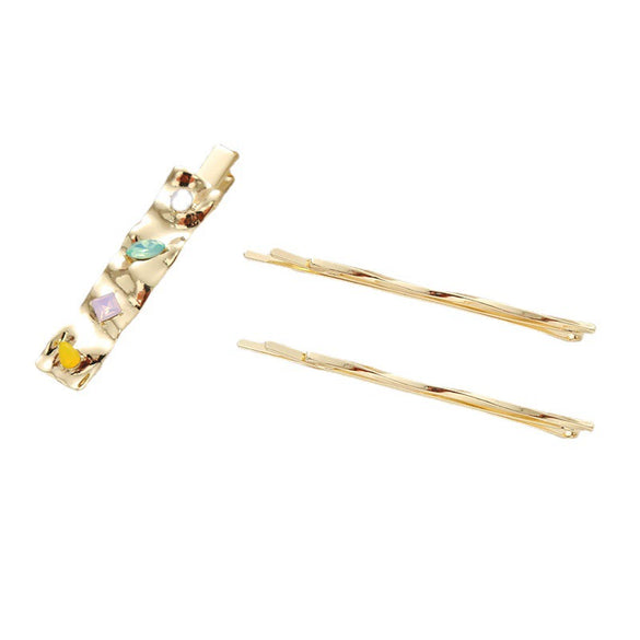 Wholesale Women's Geometric Mixed Color Crystal Diamond Alloy Handmade Duckbill Clip Hairpin Hair Accessories