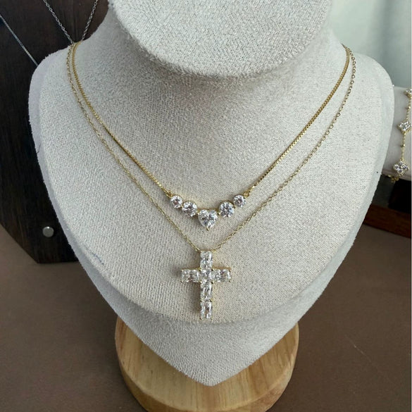 Wholesale Women's Geometric Moissanite And S925 Silver Necklace Pendant Set With Electroplating