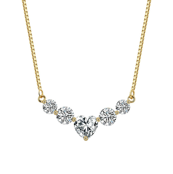 Wholesale Women's Geometric Moissanite And S925 Silver Necklace Pendant Set With Electroplating