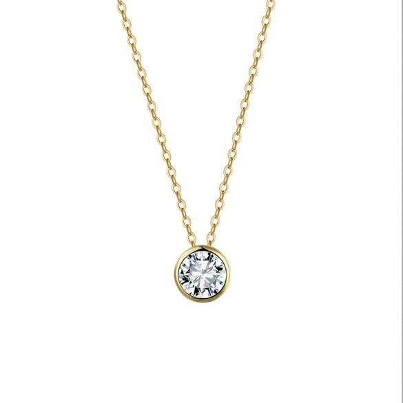 Wholesale Women's Geometric Moissanite And S925 Silver Necklace Pendant Set With Electroplating