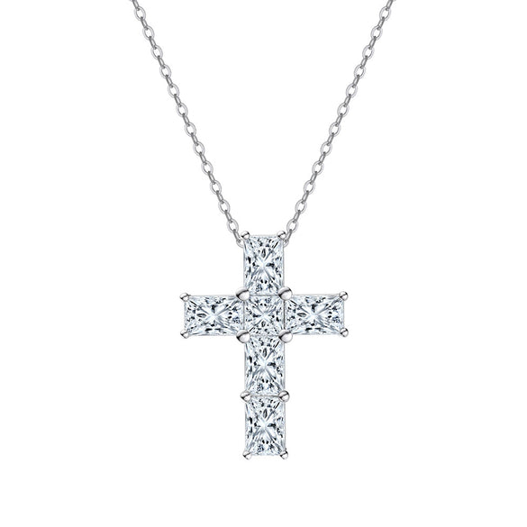 Wholesale Women's Geometric Moissanite And S925 Silver Necklace Pendant Set With Electroplating