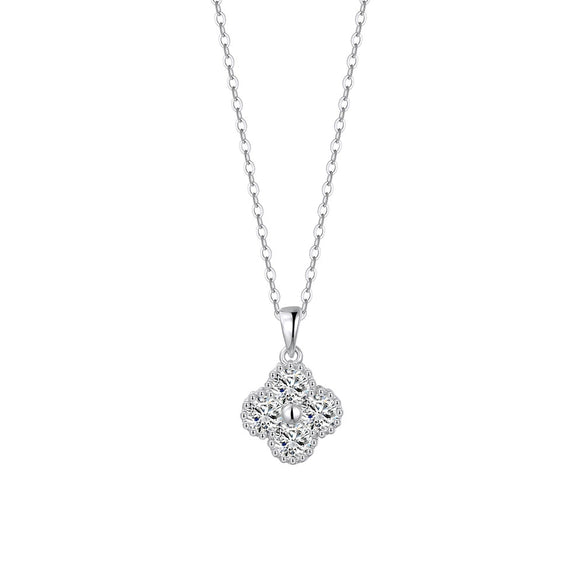 Wholesale Women's Geometric Moissanite And S925 Silver Necklace Pendant Set With Electroplating