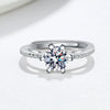 Wholesale Women's Geometric Moissanite Ring S925 Sterling Silver Electroplated Sixclaw Open