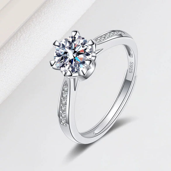 Wholesale Women's Geometric Moissanite Ring S925 Sterling Silver Electroplated