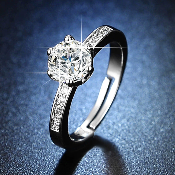 Wholesale Women's Geometric Moissanite Ring With Diamond Treatment In White Copper