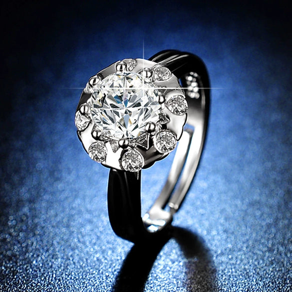 Wholesale Women's Geometric Moissanite Ring With Diamond Treatment In White Copper