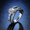 Wholesale Women's Geometric Moissanite Ring With Diamond Treatment In White Copper