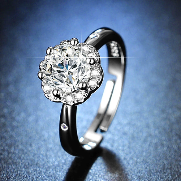 Wholesale Women's Geometric Moissanite Ring With Diamond Treatment In White Copper
