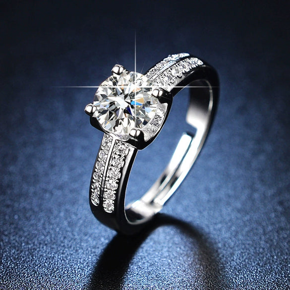 Wholesale Women's Geometric Moissanite Ring With Diamond Treatment In White Copper
