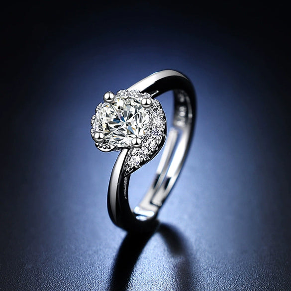 Wholesale Women's Geometric Moissanite Ring With Diamond Treatment In White Copper
