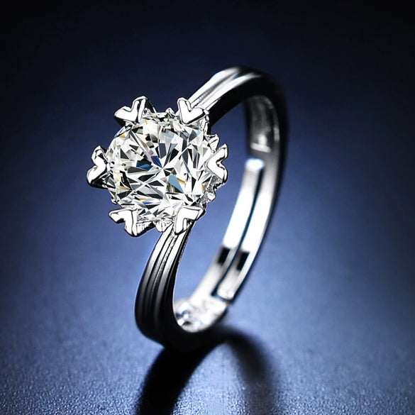 Wholesale Women's Geometric Moissanite Ring With Diamond Treatment In White Copper