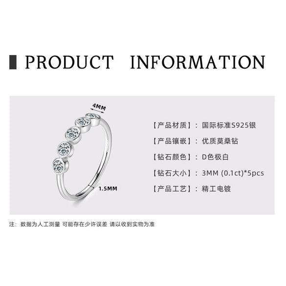 Wholesale Women's Geometric Moissanite S925 Sterling Silver Joker Ring Set With Diamonds