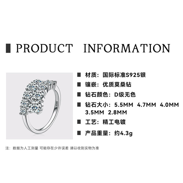 Wholesale Women's Geometric Moissanite S925 Sterling Silver Joker Ring Set With Diamonds