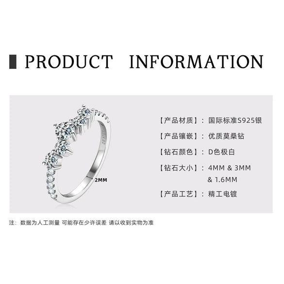 Wholesale Women's Geometric Moissanite S925 Sterling Silver Joker Ring Set With Diamonds