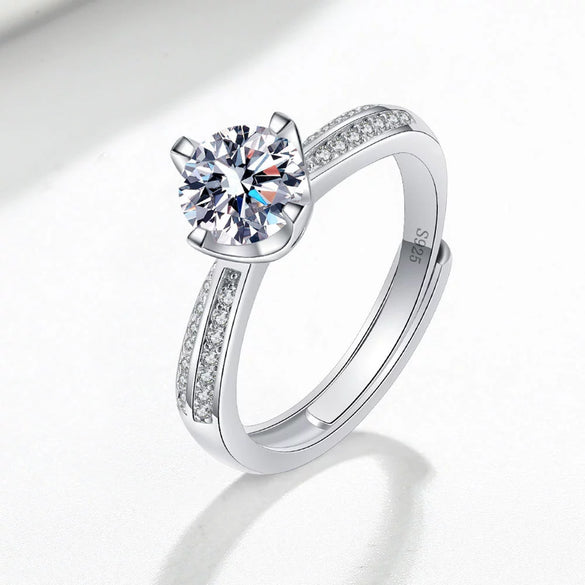 Wholesale Women's Geometric Moissanite S925 Sterling Silver Ring With Electroplating