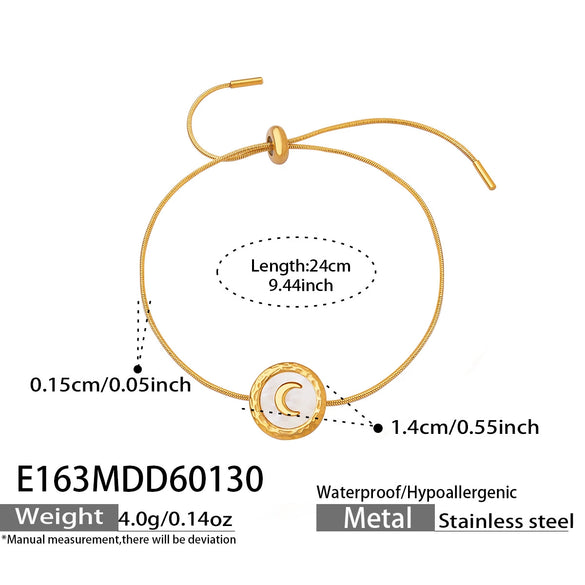 Wholesale Women's Geometric Moonshaped Stainless Steel Goldplated Bracelet