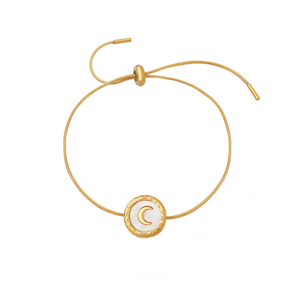 Wholesale Women's Geometric Moonshaped Stainless Steel Goldplated Bracelet