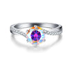 Wholesale Women's Geometric Multicolor Moissanite Ring 925 Silver Electroplated Minimalist Style