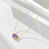 Wholesale Women's Geometric Natural Amethyst Set With Gemstones S925 Sterling Silver Cross Chain Collarbone Necklace