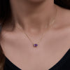 Wholesale Women's Geometric Natural Amethyst Set With Gemstones S925 Sterling Silver Cross Chain Collarbone Necklace