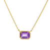Wholesale Women's Geometric Natural Amethyst Set With Gemstones S925 Sterling Silver Cross Chain Collarbone Necklace
