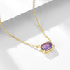 Wholesale Women's Geometric Natural Amethyst Set With Gemstones S925 Sterling Silver Cross Chain Collarbone Necklace