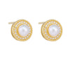 Wholesale Women's Geometric Natural Freshwater Pearl 925 Sterling Silver Stud Earrings With Micro Inlaid Zircon