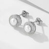 Wholesale Women's Geometric Natural Freshwater Pearl 925 Sterling Silver Stud Earrings With Micro Inlaid Zircon