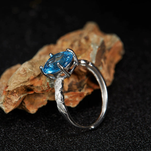 Wholesale Women's Geometric Natural Gem Set S925 Sterling Silver Ring