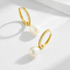 Wholesale Women's Geometric Natural Pearl Micropaved Zirconia S925 Sterling Silver Earrings