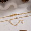 Wholesale Women's Geometric Natural Pearl Oshaped Chain Necklace Stainless Steel Pvd Furnace Vacuum Real Gold Plated Jewelry