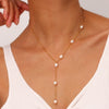 Wholesale Women's Geometric Natural Pearl Oshaped Chain Necklace Stainless Steel Pvd Furnace Vacuum Real Gold Plated Jewelry