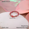 Wholesale Women's Geometric Natural Stone Beaded Stainless Steel Ring With 18K Gold Electroplating