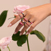 Wholesale Women's Geometric Natural Stone Beaded Stainless Steel Ring With 18K Gold Electroplating