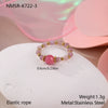 Wholesale Women's Geometric Natural Stone Beaded Stainless Steel Ring With 18K Gold Electroplating