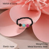 Wholesale Women's Geometric Natural Stone Beaded Stainless Steel Ring With 18K Gold Electroplating