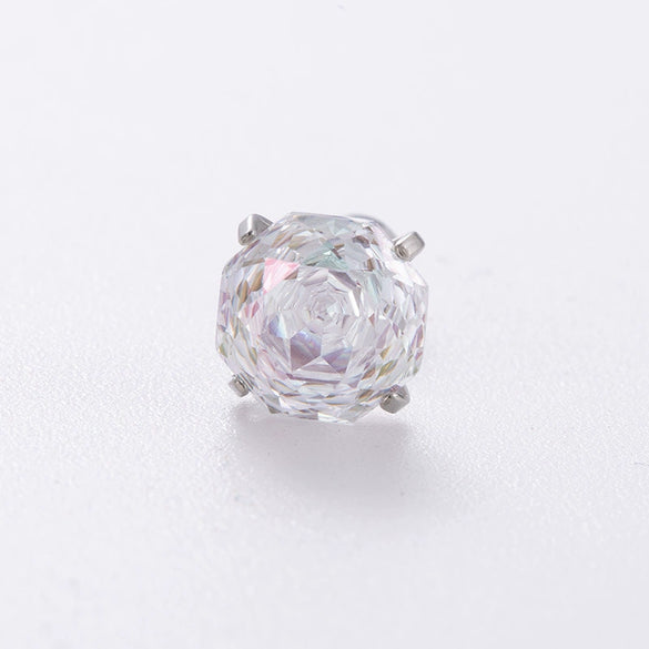 Wholesale Women's Geometric Octagonal Rose Cut Zircon Earrings Titanium Steel Metal