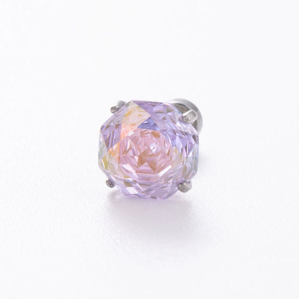 Wholesale Women's Geometric Octagonal Rose Cut Zircon Earrings Titanium Steel Metal